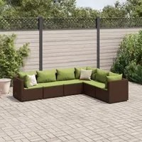 Set Mobili da Giardino 6pz con Cuscini in Polyrattan Marrone 3308142