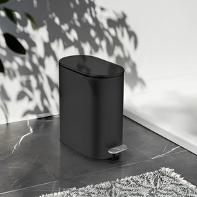 Cestino per la spazzatura nero opaco in acciaio con pedale 5 l Collungo – Wenko