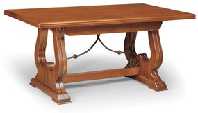 MARSHALL - tavolo da pranzo allungabile in legno massello 100x180/225/270/315/360 con decoro in ferro