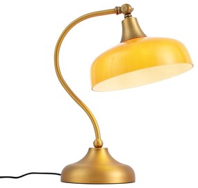 Lampada da tavolo classica bronzo con vetro opale arancione - Clerk