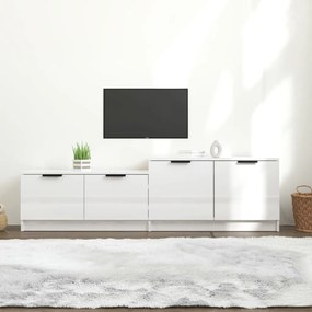 Mobile porta tv bianco lucido 158,5x36x45 cm legno multistrato