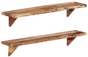 Mensole da parete 2 pz 110x20x18 cm in legno massello di acacia