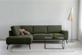 Divano angolare verde scuro (con penisola a sinistra/a L) con rivestimento in ciniglia Amsterdam – Scandic