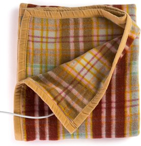 Coperta Elettrica Elettrocoperta Matrimoniale in Misto Lana Scozzese...