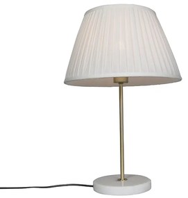 Lampada da tavolo retrò in ottone con paralume plissettato 35cm - KASO