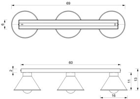Faretto DEMET 3xE27/60W/230V nero/oro