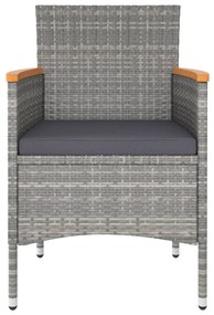 Set sedie da giardino con poggiapiedi 4 pz in polyrattan grigio
