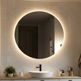 Rotondo specchio parete retroilluminato per bagno 80cm su šaltu LED apšvietimu 7000K, šiltu apšvietimu 3000K arba neutraliu apšvietimu 4500K