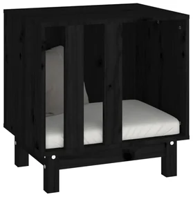 Casetta per cani nero 50x40x52 cm in legno massello di pino