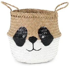 Cesto portagiochi da bambini in seagrass bianco e naturale ø 25x24 cm Panda - Compactor