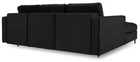 Divano letto angolare in velluto nero, angolo sinistro Santo - Milo Casa