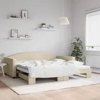 Divano Letto con Letto Estraibile Crema 100x200 cm in Tessuto 3197197