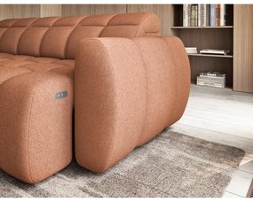 Divano angolare color salmone allungabile/con contenitore (con penisola a sinistra/a L) e rivestimento in bouclé Falconn – ELTAP