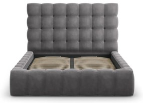 Letto matrimoniale imbottito grigio con contenitore con griglia 140x200 cm Bali - Cosmopolitan Design