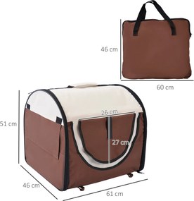 Trasportino per Cani e Gatti Pieghevole Caffè 61x46x51 cm...