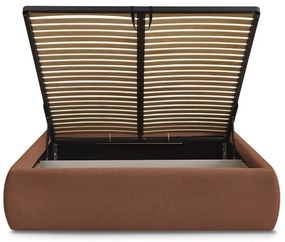 Letto matrimoniale imbottito arancione con contenitore/senza testiera con rete inclusa 180x200 cm Inera – Bobochic Paris