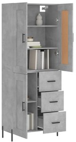 Credenza grigio cemento 69,5x34x180 cm in legno multistrato