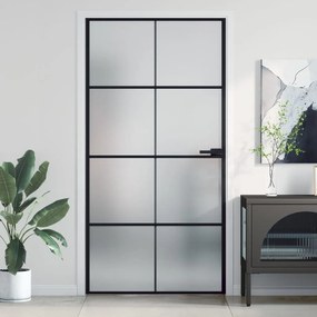 Porta Interni Sottile Nera 102,5x201,5vetro Temperato Alluminio /