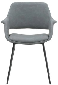 Set di sedie EMBAJADORES in similpelle grigio e gambe in metallo nero, con braccioli