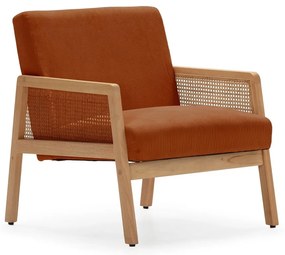 Poltrona con trama color mattone con rivestimento in velluto a coste Debra – Marckeric