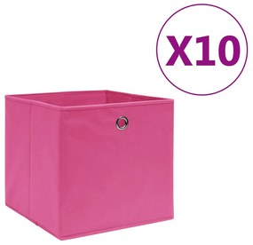 Contenitori 10 Pz İn Tessuto Non Tessuto 28x28x28 Cm Rosa /