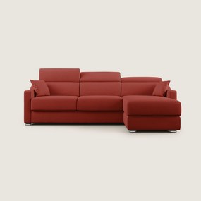 Amber divano letto angolare in tessuto smacchiabile T05 rosso 253 cm destro (mat. 120x197)