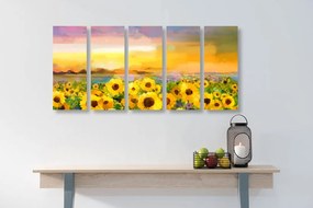 Quadri 5 pezzi – Campo di girasoli