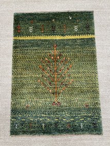 Loribaft Tappeto persiano 90x60 Verde (Iran) Annodato A Mano