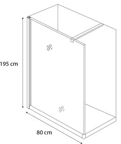 Parete Doccia Fissa Walk In In Cristallo Temperato Satinato da 8 mm Reversibile Cabina Box Bagno Con Con Barra Stabilizzatrice Anta Profilo A Muro In Alluminio Anodizzato Inyo (80 x 195 Cm)