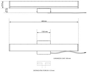 Lampada LED da Specchio 60cm 15W Cromata IP54 - da Muro Colore Bianco Naturale 4.000K