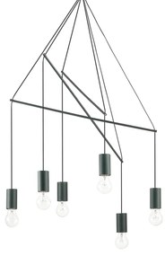 Sospensione Moderna Pop Metallo Nero 6 Luci E27