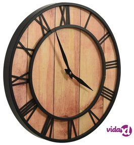 vidaXL Orologio da Parete 39 cm Marrone e Nero in MDF e Ferro