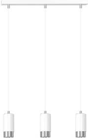 Lampadario 3 Luci Ivar Con Cilindri In Acciaio Bianco E Cromo