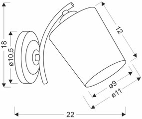 Applique ESNYR 1xE27/40W/230V nero/bianco