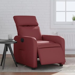 Poltrona Reclinabile Elettrica Rosso Vino İn Similpelle /