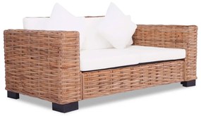 Set di divani con cuscini 2 pz in rattan naturale