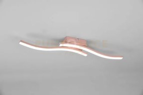 Route plafoniera led 2 bacchette ondulate oro rosa l. 54cm