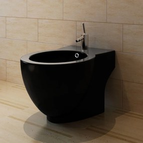 Bidè Rotondo İn Ceramica Di Alta Qualità Con Piede Nero /