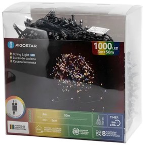 Aigostar - Catena di luci natalizie LED da esterno 1000xLED/8 funzioni 53m IP44 multicolore
