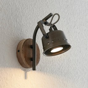 Faretto Rubinjo Lindby, dimmerabile, Nero, Soggiorno / Sala da pranzo, Metallo, Vintage, Applique