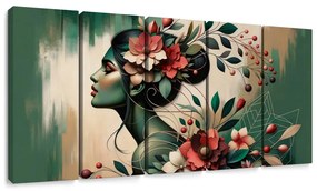 Quadri 5 pezzi – Ragazza con la natura