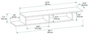 Mobile Porta TV Sospeso 120 Cm Design Moderno Muson Effetto Legno