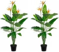 Pianta Artificiale Strelitzia 70x70x150 cm in Plastica con Vaso Verde