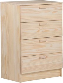 Cassettone Vita, 4 cassetti, L 65 x P 36 x H 96 cm, verniciabile