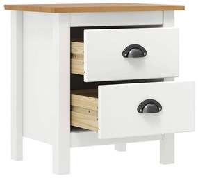 Comodino hill bianco 46x35x49,5 cm legno massello di pino