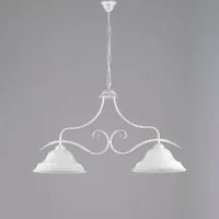 Bilanciere Country Chic 2 Luci Ferro Battuto e Vetro Bianco e Argento Serie Atene