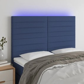 Testiera A Led Blu 144x5x118/128 Cm İn Tessuto /