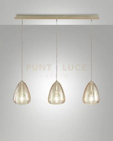 Britton lampadario a sospensione in vetro ambra  d.22cm 3 luci atta...