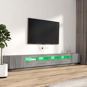 Set Mobili TV 3 pz con Luci LED Grigio Sonoma Legno Multistrato