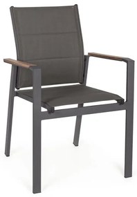 Sedie da esterno in alluminio con braccioli in legno e seduta in textilene Bizzotto Kubik - 4 pezzi